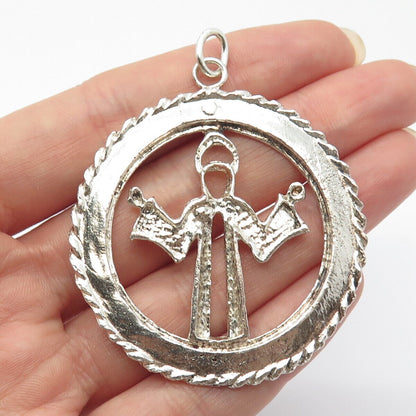 925 Sterling Silver Vintage Religious Theme Pendant