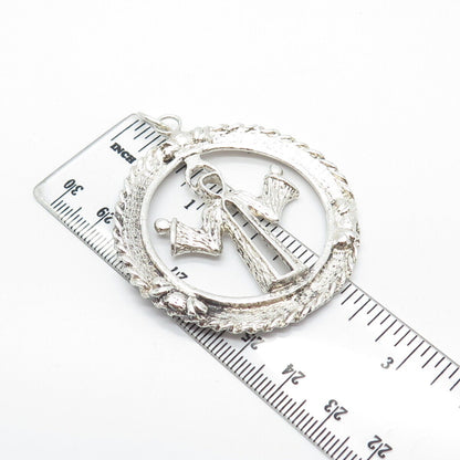 925 Sterling Silver Vintage Religious Theme Pendant