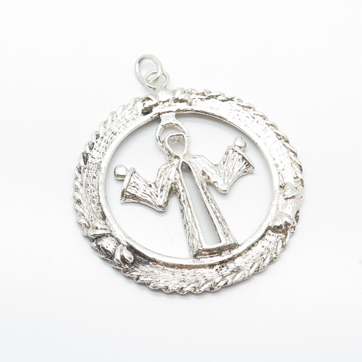 925 Sterling Silver Vintage Religious Theme Pendant