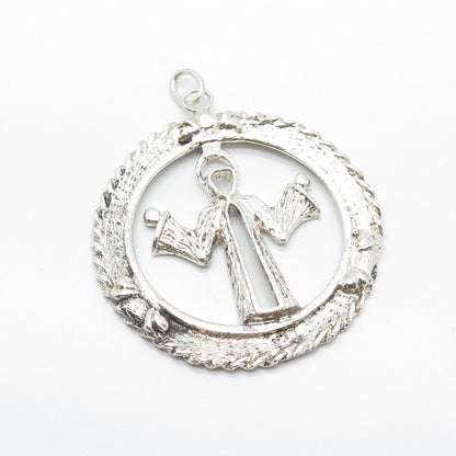 925 Sterling Silver Vintage Religious Theme Pendant