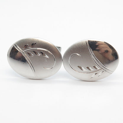 925 Sterling Silver Antique Etched Oval Cufflinks