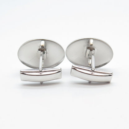 925 Sterling Silver Antique Etched Oval Cufflinks