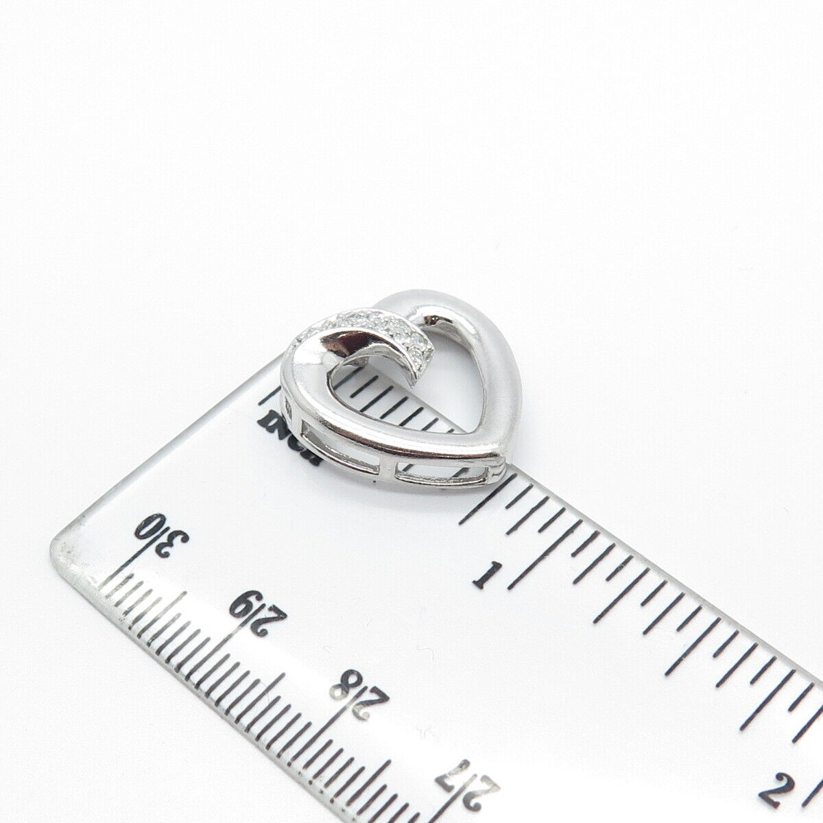 925 Sterling Silver Pave C Z Open Heart Slide Pendant