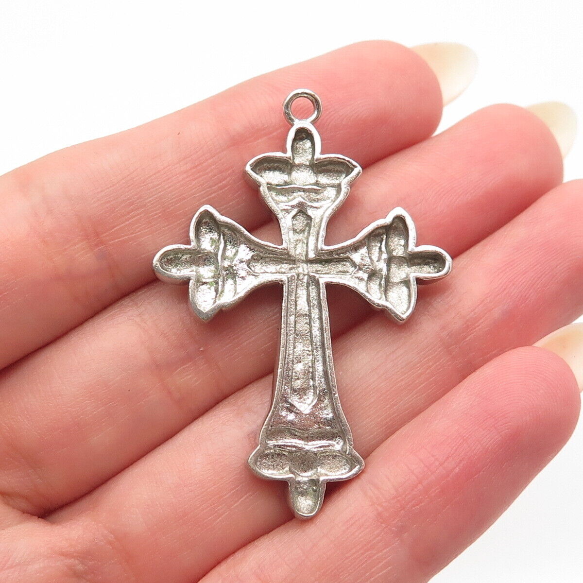 925 Sterling Silver Vintage Striped Cross Pendant