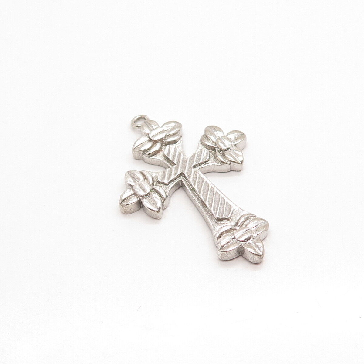 925 Sterling Silver Vintage Striped Cross Pendant