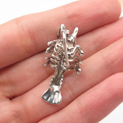 925 Sterling Silver Vintage Cancer Zodiac Sign Slide Pendant