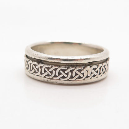 925 Sterling Silver Vintage Celtic Rotating Band Ring Size 12.5