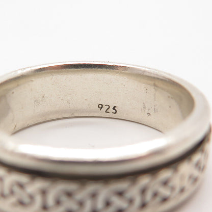 925 Sterling Silver Vintage Celtic Rotating Band Ring Size 12.5