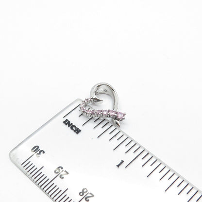 925 Sterling Silver SAI C Z  Graduated Open Heart Minimalist Slide Pendant