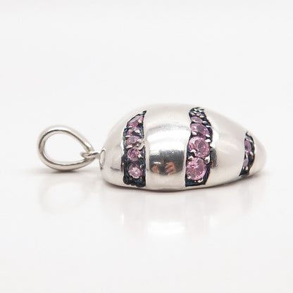 925 Sterling Silver Pink C Z Heart Pendant