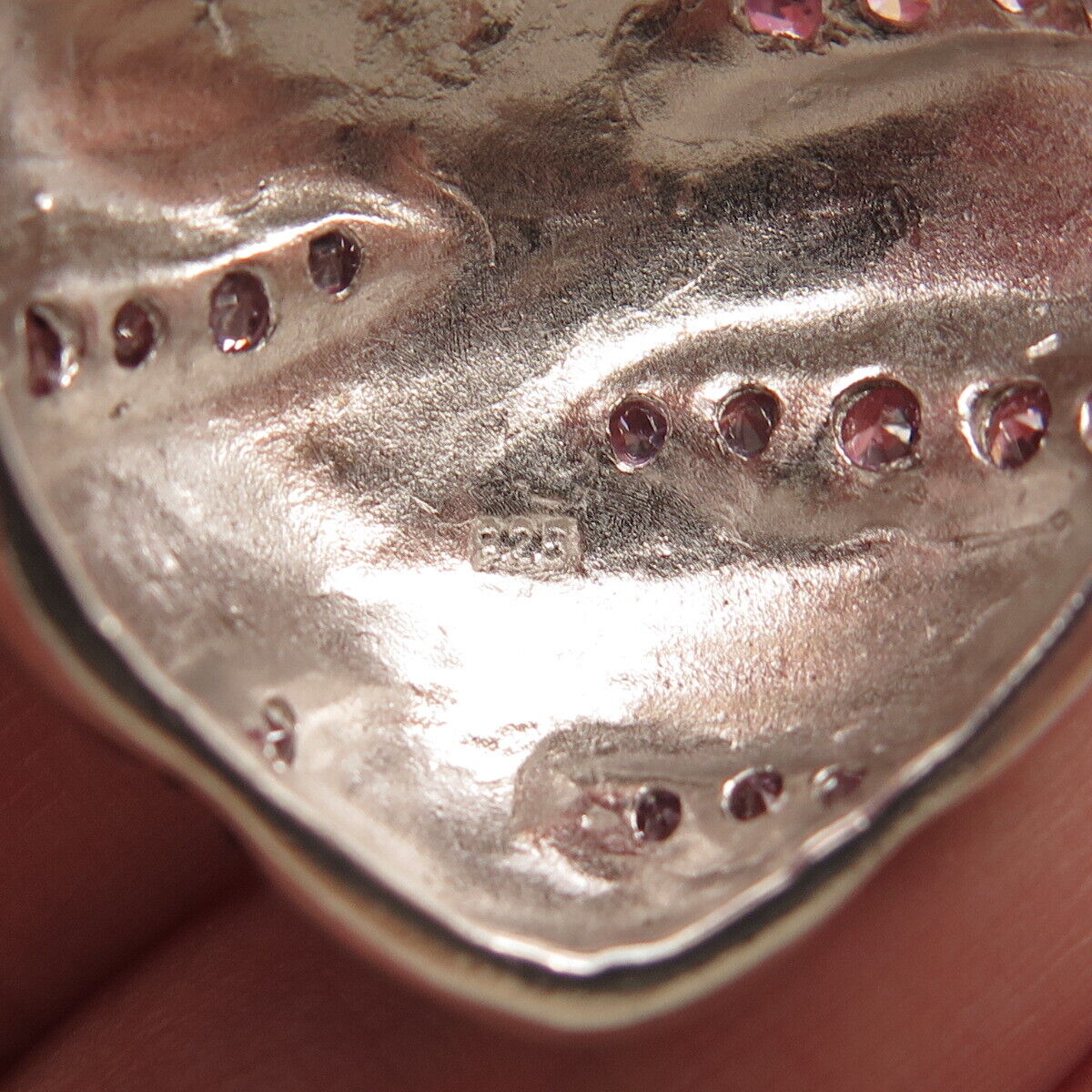 925 Sterling Silver Pink C Z Heart Pendant