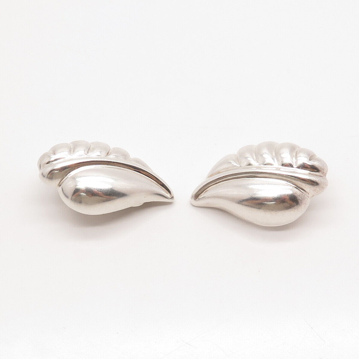 925 Sterling Silver Vintage Leaf Clip On Earrings