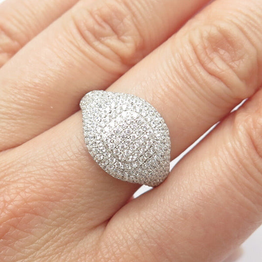 925 Sterling Silver Pave C Z Ring Size 7.75