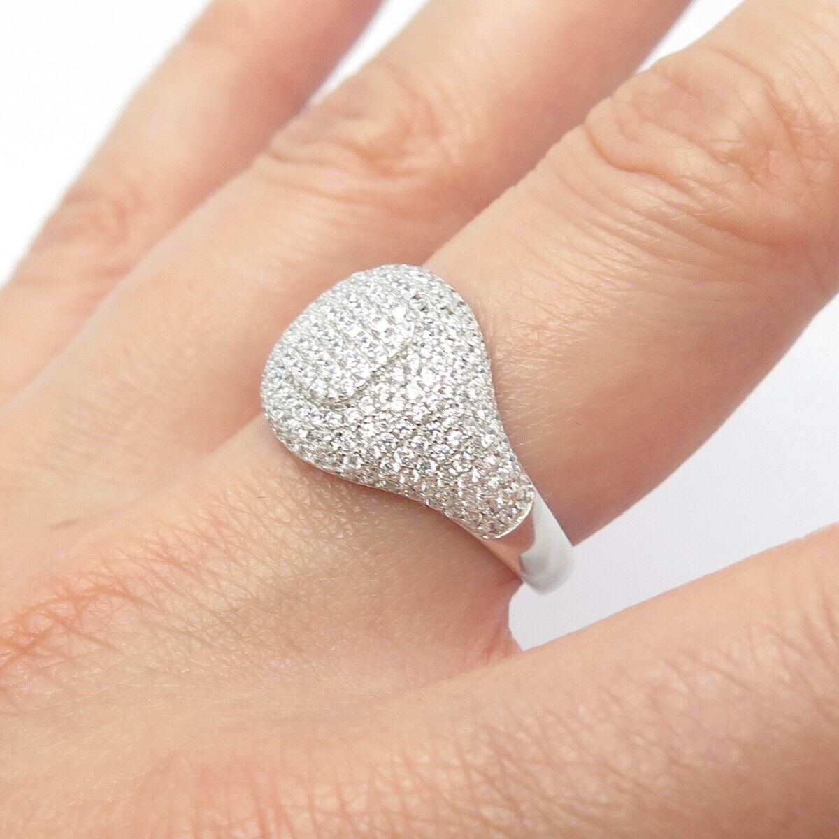 925 Sterling Silver Pave C Z Ring Size 7.75