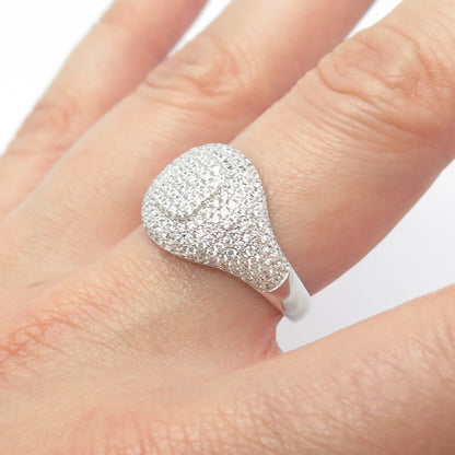 925 Sterling Silver Pave C Z Ring Size 7.75
