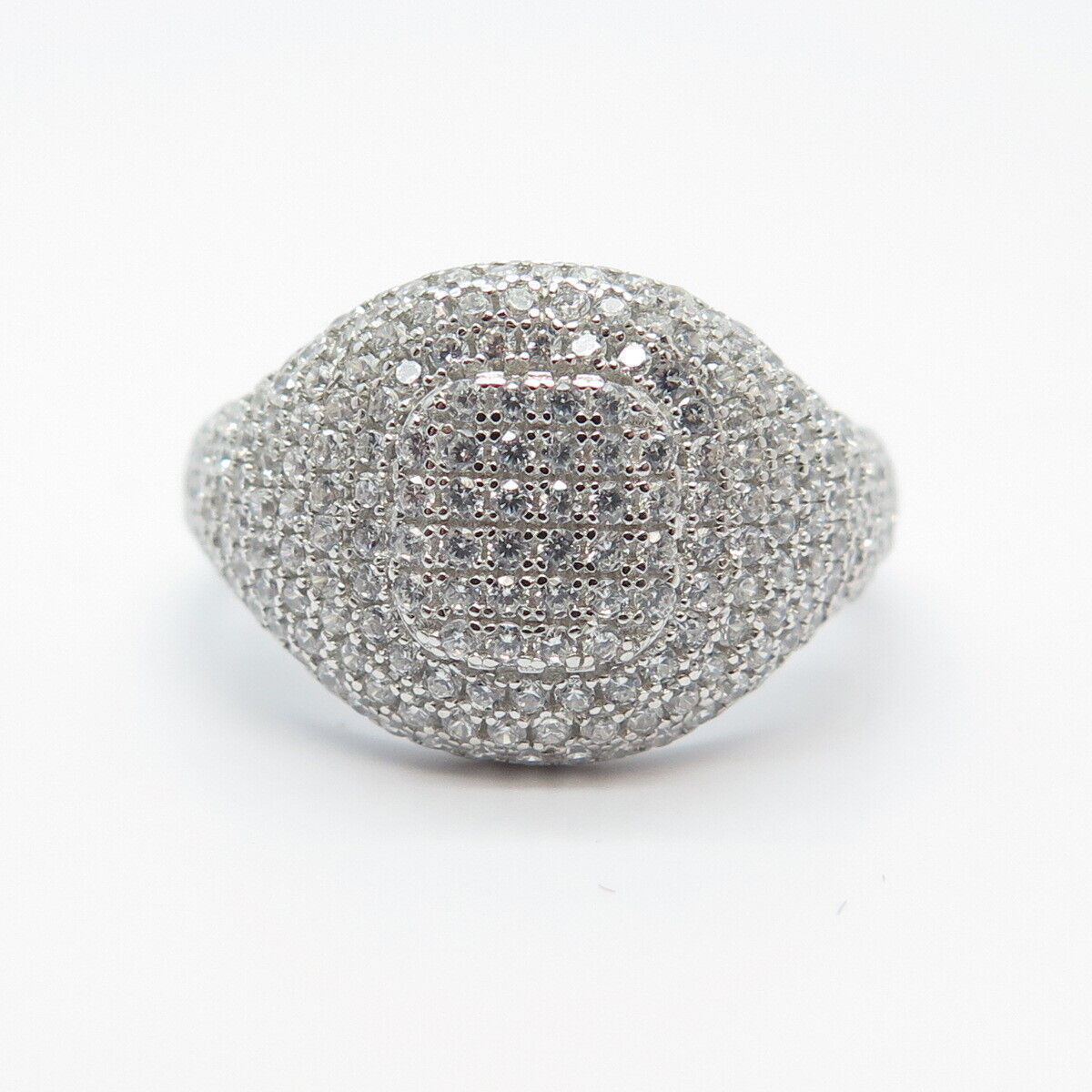 925 Sterling Silver Pave C Z Ring Size 7.75