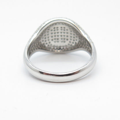 925 Sterling Silver Pave C Z Ring Size 7.75