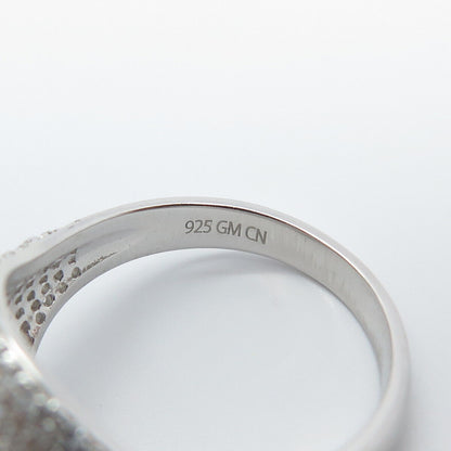 925 Sterling Silver Pave C Z Ring Size 7.75