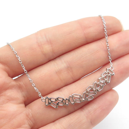 925 Sterling Silver Radiant-Cut C Z Rolo Chain Necklace 16"