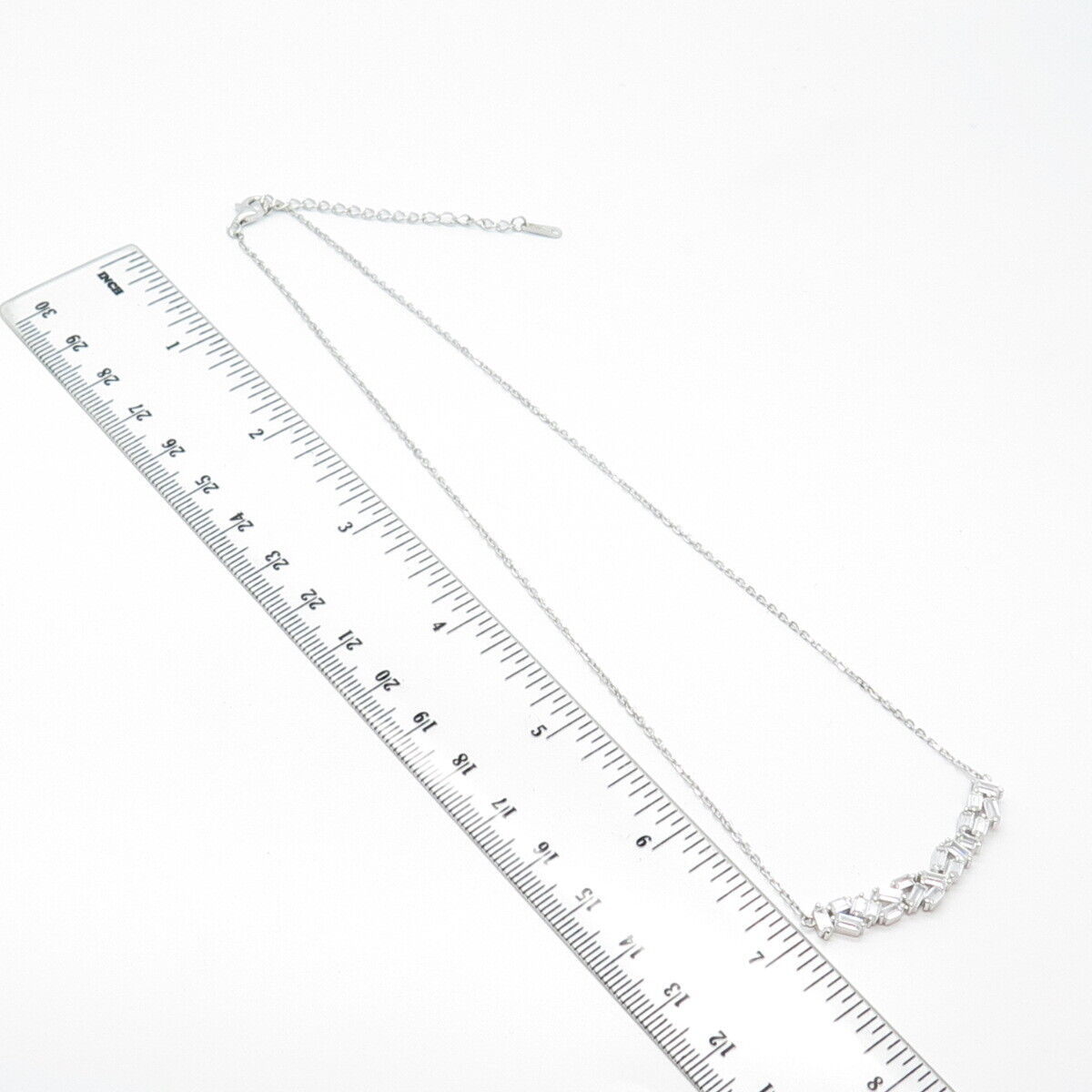 925 Sterling Silver Radiant-Cut C Z Rolo Chain Necklace 16"