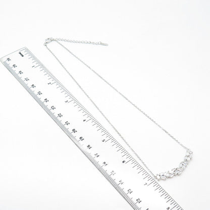 925 Sterling Silver Radiant-Cut C Z Rolo Chain Necklace 16"