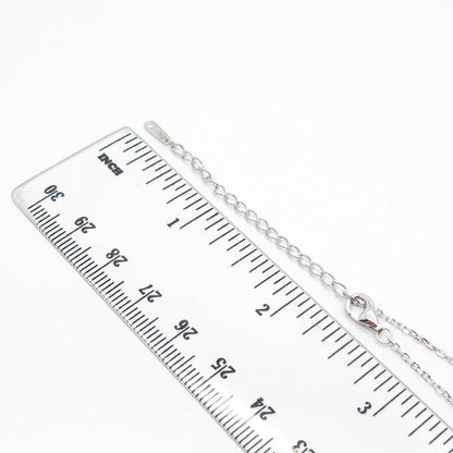 925 Sterling Silver Radiant-Cut C Z Rolo Chain Necklace 16"