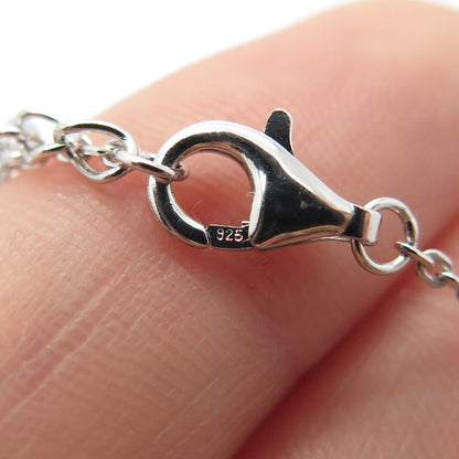 925 Sterling Silver Radiant-Cut C Z Rolo Chain Necklace 16"