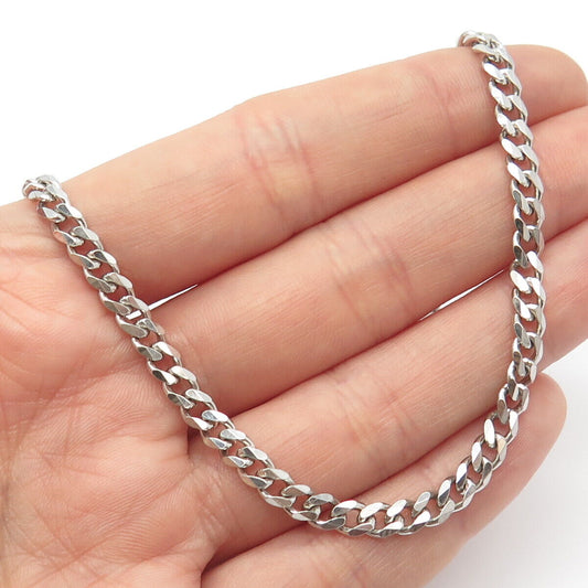 925 Sterling Silver Cuban Link Chain Necklace 20"