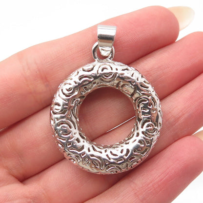 925 Sterling Silver Vintage Ornate Swirl Pendant