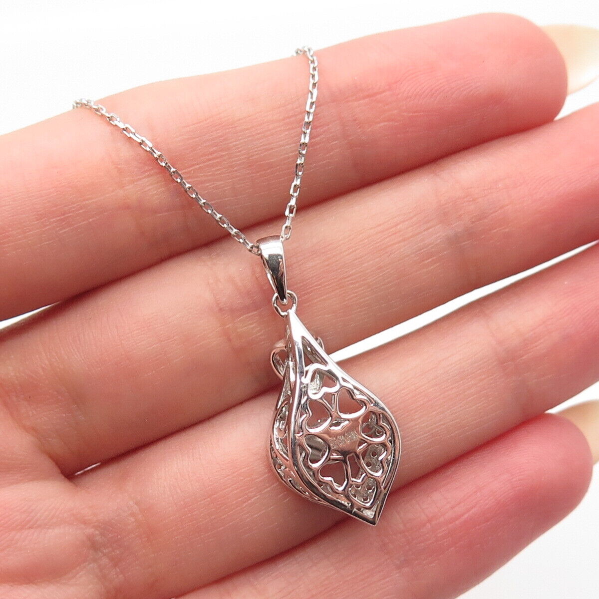 925 Sterling Silver Round-Cut C Z Pendant Rolo Chain Necklace 18"