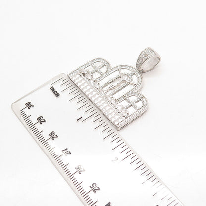 925 Sterling Silver Pave C Z Religious Theme Pendant