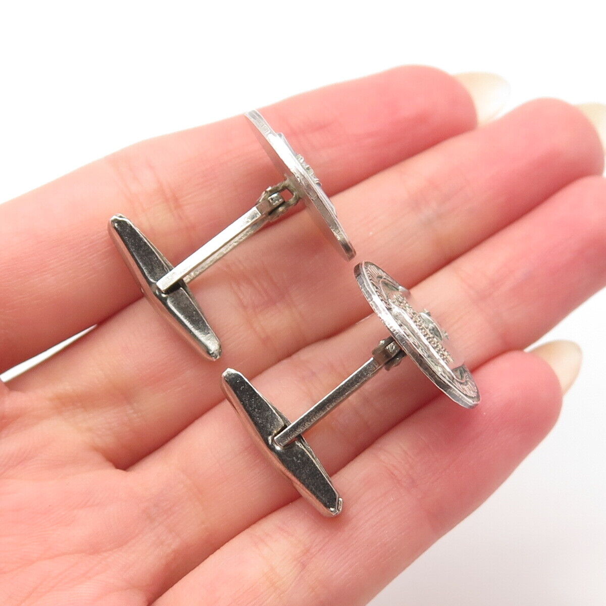 925 Sterling Silver Antique O.C. Tanner 1890 NALU Cufflinks