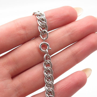 925 Sterling Silver Antique Double Cable Link Bracelet 7”