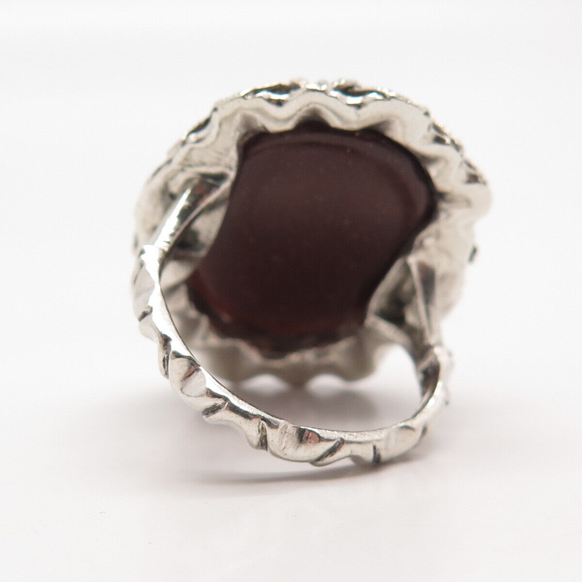 925 Sterling Silver Antique Real Goldstone Gem Modernist Ring Size 5.75