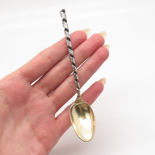 925 Sterling Silver Gold Plated Antique Dominick & Haff Twisted Coffee Spoon