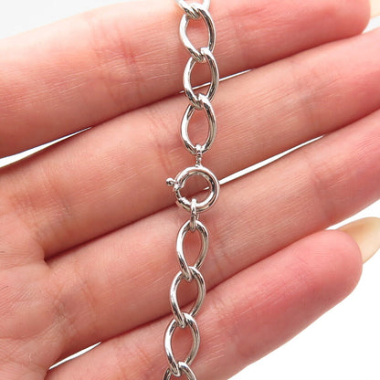 925 Sterling Silver Vintage Cable Link Bracelet 6.75"