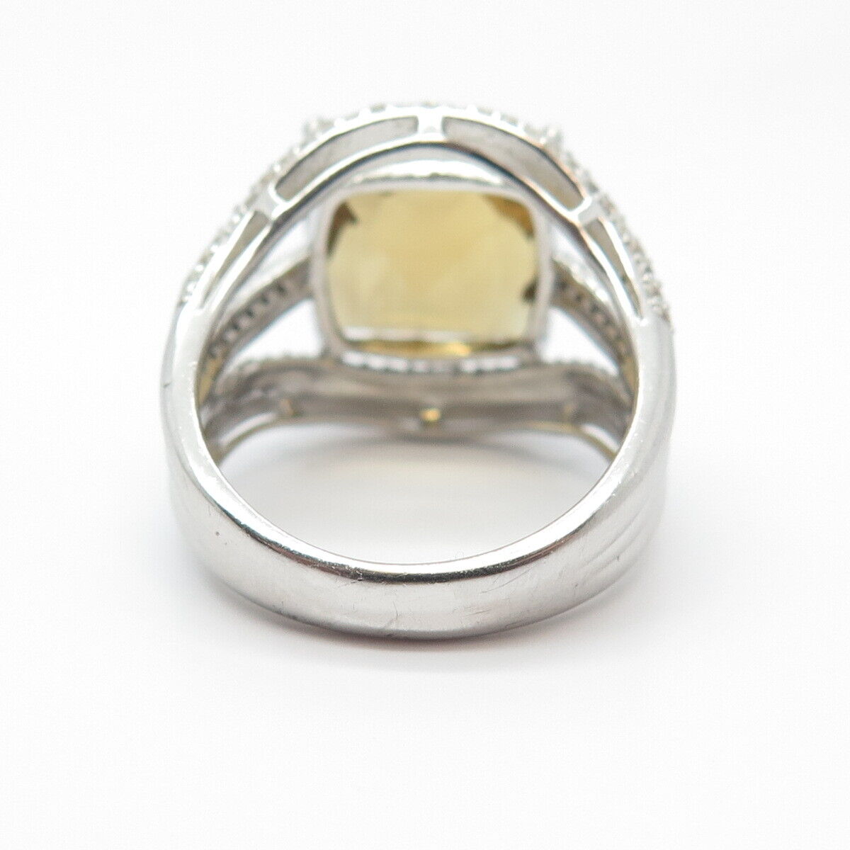 925 Sterling Silver Real Citrine & White Topaz Gemstone Ring Size 7.25