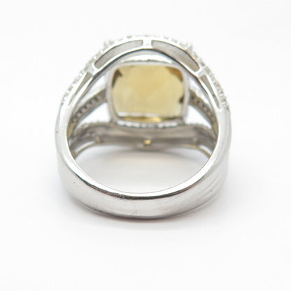 925 Sterling Silver Real Citrine & White Topaz Gemstone Ring Size 7.25