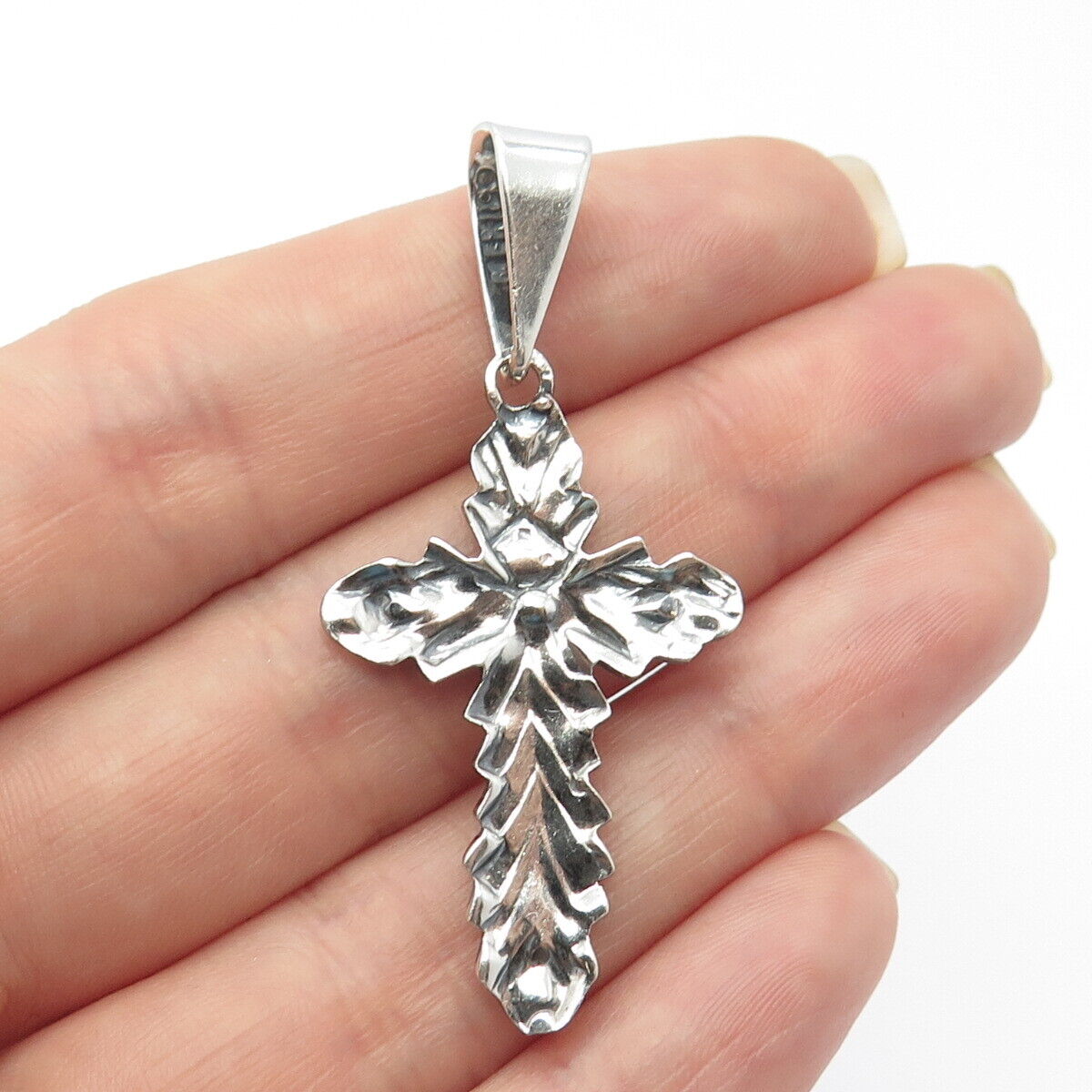 925 Sterling Silver Vintage Mexico Religious Cross Pendant