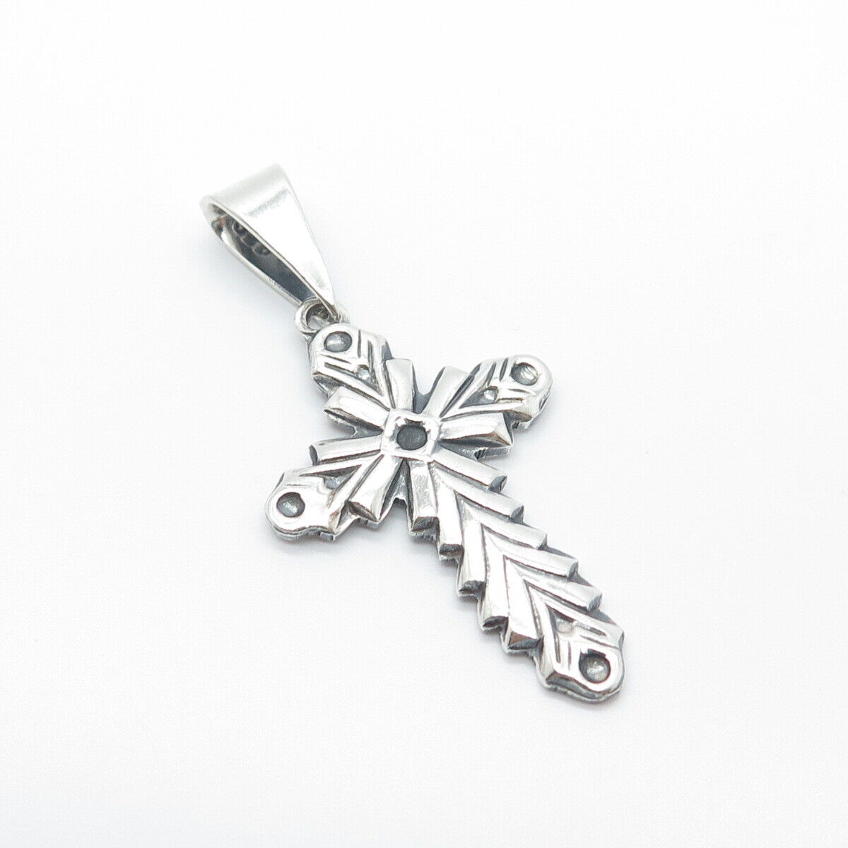 925 Sterling Silver Vintage Mexico Religious Cross Pendant
