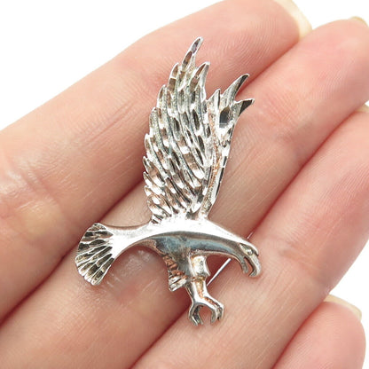 925 Sterling Silver Vintage Flying Eagle Bird Slide Pendant