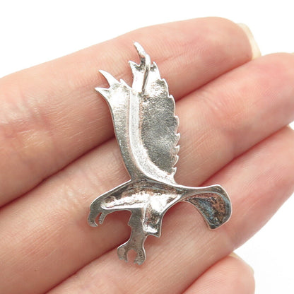 925 Sterling Silver Vintage Flying Eagle Bird Slide Pendant