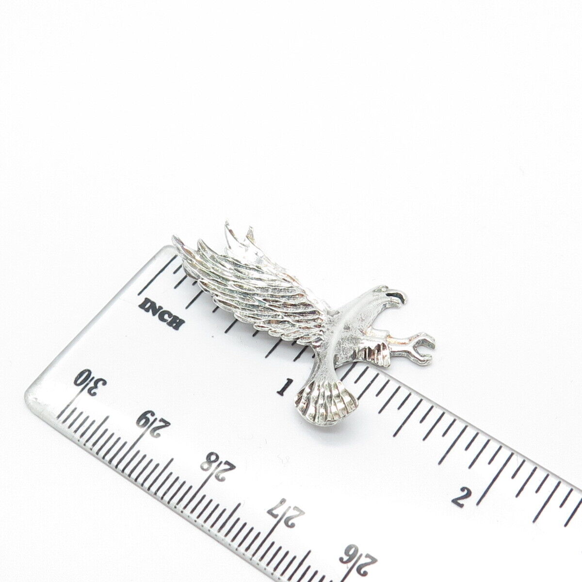 925 Sterling Silver Vintage Flying Eagle Bird Slide Pendant