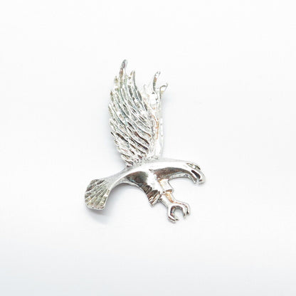 925 Sterling Silver Vintage Flying Eagle Bird Slide Pendant