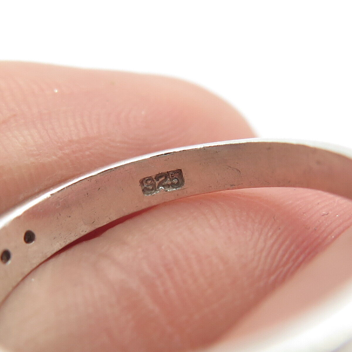 925 Sterling Silver Pink & White C Z Rhombus Ring Size 8.25