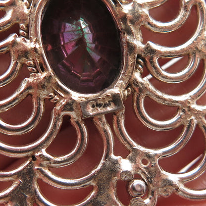 925 Sterling Silver Real Mystic Quartz Modernist Large Pendant