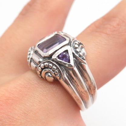 925 Sterling Silver Vintage Real Amethyst Gemstone Ring Size 8