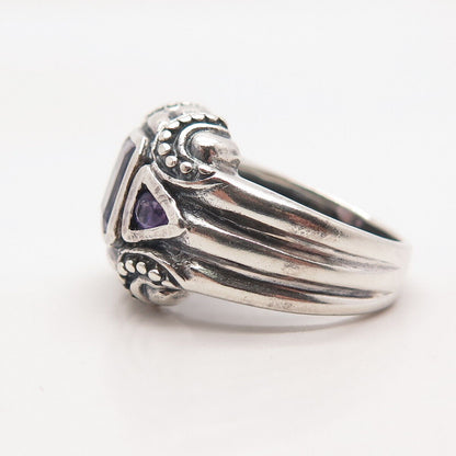 925 Sterling Silver Vintage Real Amethyst Gemstone Ring Size 8