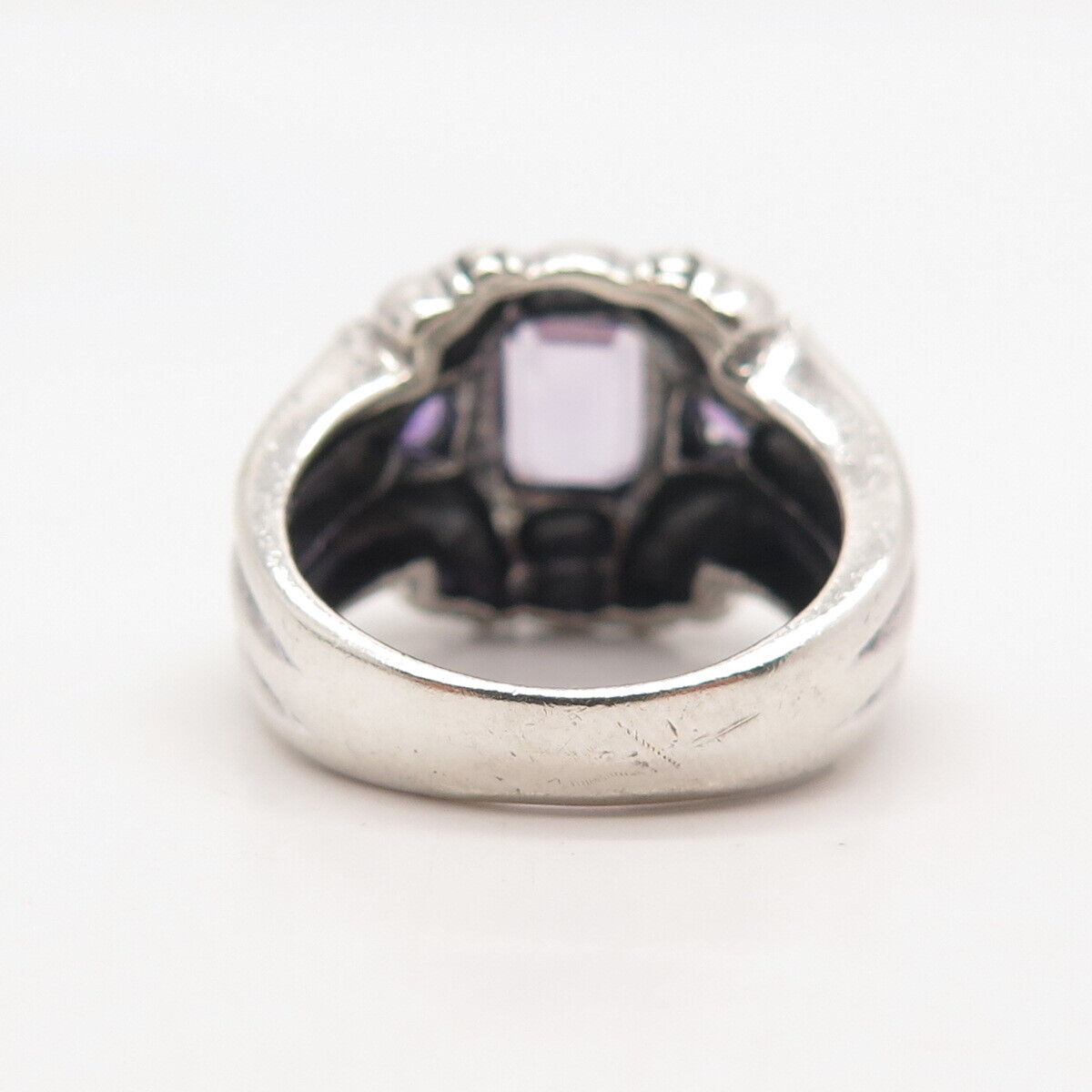 925 Sterling Silver Vintage Real Amethyst Gemstone Ring Size 8