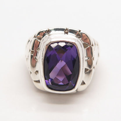 925 Sterling Silver Vintage AF Real Amethyst Gemstone Pebble Ring Size 7.75